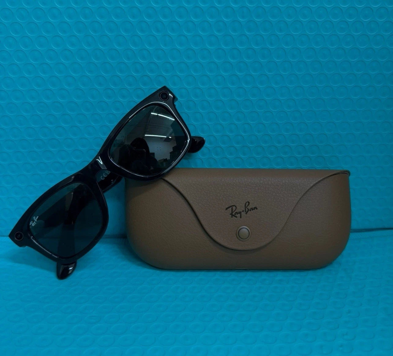 Ray-Ban Meta AI Wayfarer Sunglasses RW4006 601/71 50 Shiny Black, G15 Green